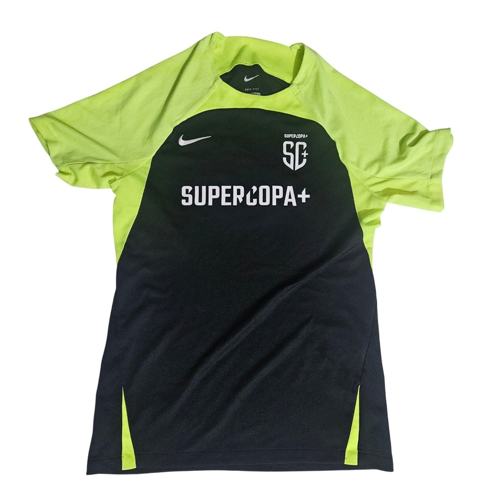 Nike Dri-FIT SuperCopa+ Soccer Jersey Mens Small Black Neon Volt Green Slim Fit